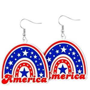 🇺🇸Happy Independence Day 🇺🇸 🧨Red/White/&Blue🧨Lightweight Dangle Earrings🌈